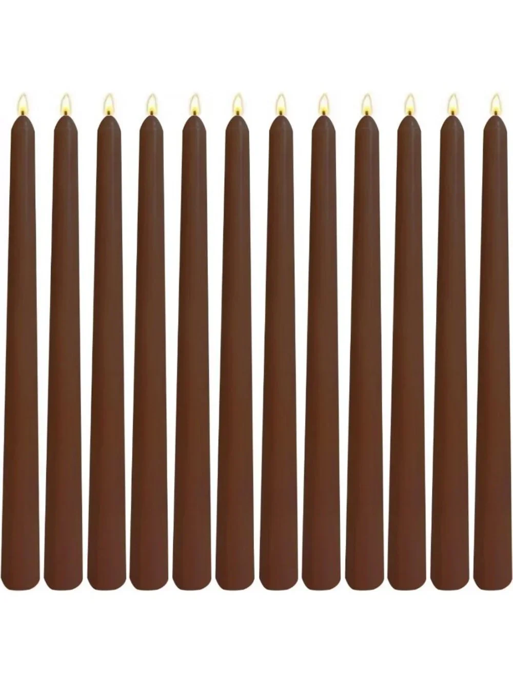 12-Pack Unscented Brown Taper Candles, 10 Inch Dripless, Long-Lasting for Home